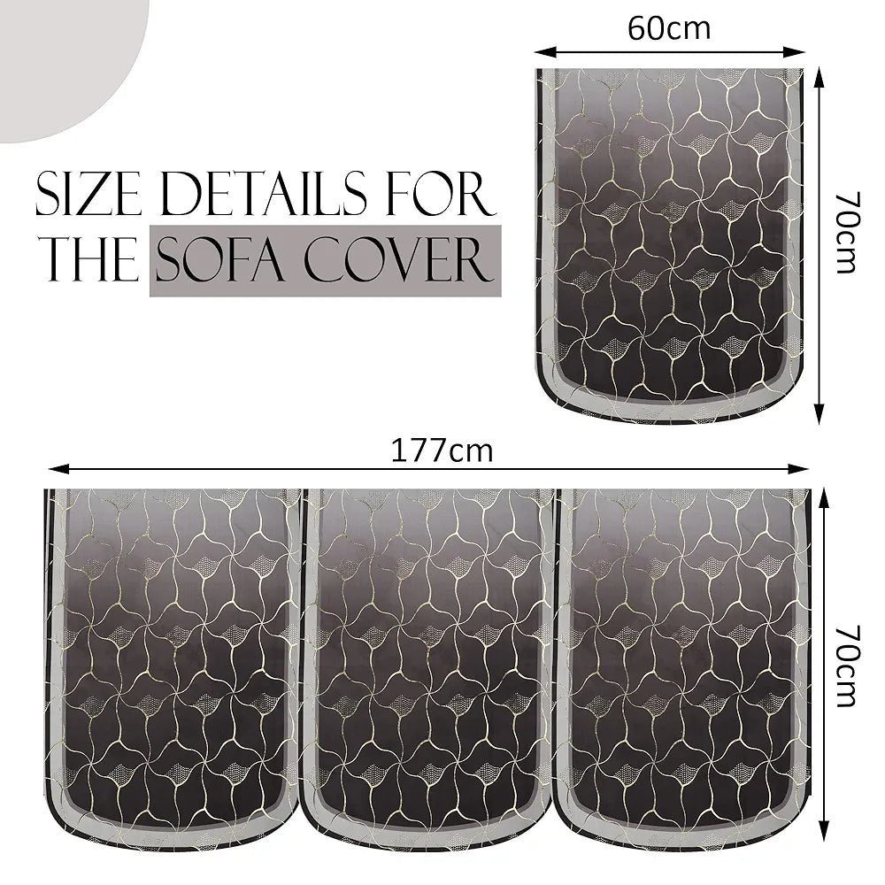 Kuber Industries Set of 16 Anti-Skid Sofa Cover 5-Seater with Arm Cover | Comfortable Slipcover Sofa Cloth & Furniture Protector for Home Decor | Arabica Look - Brown & Golden Foil